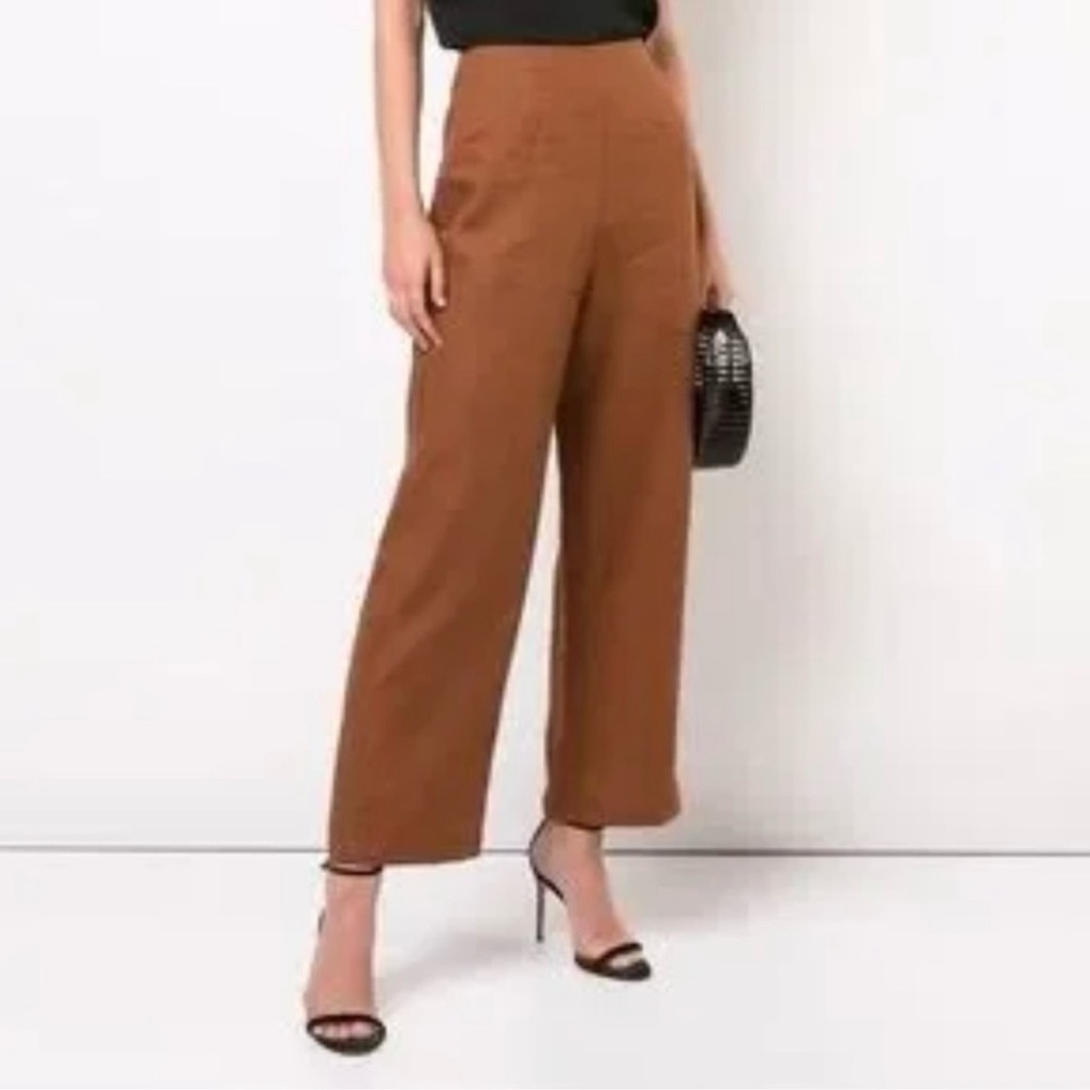 Reformation Rust Brown Cropped Wide-Leg Pants
